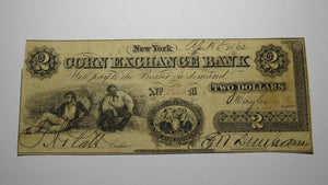 $2 1862 New York City NY Obsolete Currency Bank Note Bill! Corn Exchange Bank