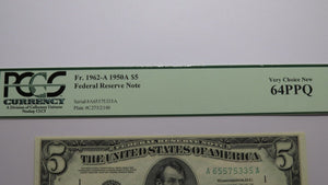 $5 1950 Boston MA Federal Reserve Currency Bank Note Bill Choice New 64PPQ PCGS