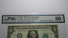 Load image into Gallery viewer, $1 2013 Radar Serial Number Federal Reserve Currency Bank Note Bill PMG UNC66EPQ