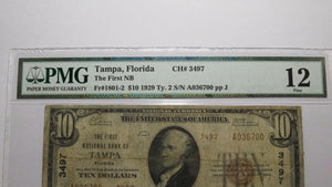 $10 1929 Tampa Bay Florida FL National Currency Bank Note Bill Ch. #3497 F12 PMG