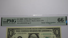 Load image into Gallery viewer, $1 2003 Fancy Radar Serial Number Federal Reserve Currency Note Bill #85555558