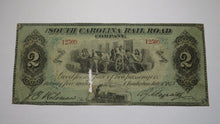 Load image into Gallery viewer, $2 1873 Charleston South Carolina SC Obsolete Currency Bank Note! Rail Road