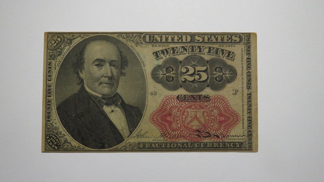 1874 $.25 Fifth Issue Fractional Currency Obsolete Bank Note Bill 5th FINE