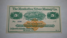 Load image into Gallery viewer, $5 187_ Austin Nevada NV Manhattan Silver Mining Company Remainder Uncirculated+
