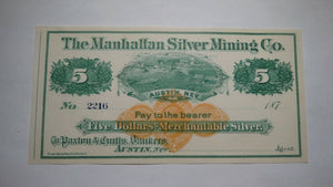 $5 187_ Austin Nevada NV Manhattan Silver Mining Company Remainder Uncirculated+
