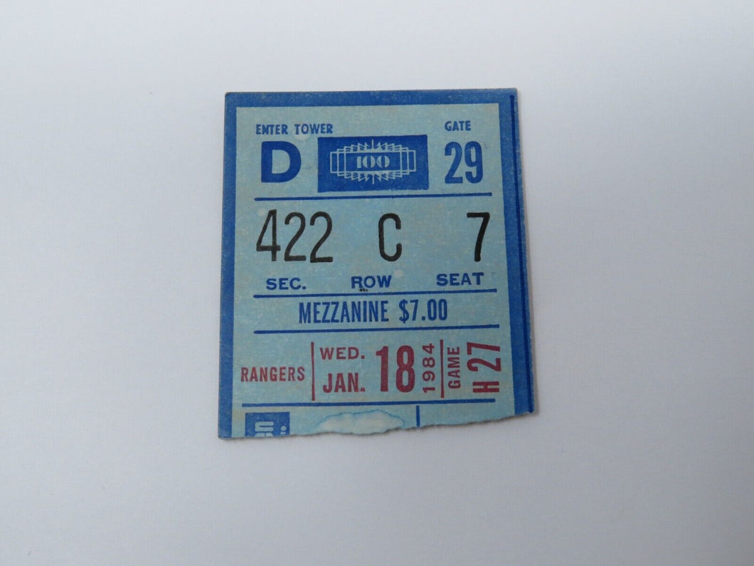 January 18, 1984 New York Rangers Vs. St. Louis Blues NHL Hockey Ticket Stub