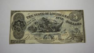 $5 1862 Baton Rouge Louisiana Obsolete Currency Bank Note Bill! State of LA XF+