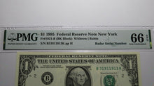 Load image into Gallery viewer, $1 1995 Radar Serial Number Federal Reserve Currency Bank Note Bill PMG UNC66EPQ