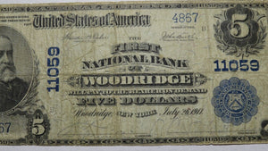 $5 1902 Woodridge New York NY National Currency Bank Note Bill Ch. #11059 RARE