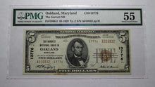 Load image into Gallery viewer, $5 1929 Oakland Maryland MD National Currency Bank Note Bill Ch. #13776 AU55 PMG