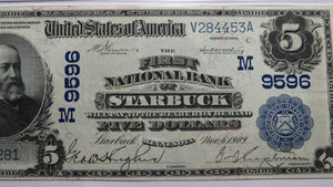 $5 1902 Starbuck Minnesota MN National Currency Bank Note Bill Ch. #9596 VF35EPQ