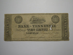 $.10 1861 Nashville Tennessee TN Obsolete Currency Bank Note Bill! Bank of TN