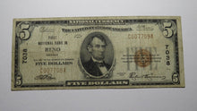 Load image into Gallery viewer, $5 1929 Reno Nevada NV National Currency Bank Note Bill Charter #7038 RARE!