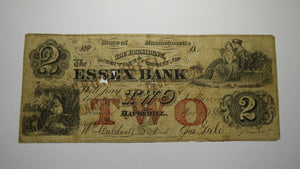 $2 1863 Haverhill Massachusetts MA Obsolete Currency Bank Note Bill! Essex Bank!