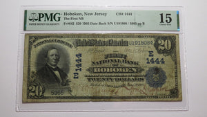 $20 1902 Hoboken New Jersey NJ National Currency Bank Note Bill Ch #1444 PMG F15