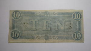 $10 1864 Richmond Virginia VA Confederate Currency Bank Note Bill RARE T68 VF+