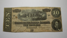 Load image into Gallery viewer, $10 1864 Richmond Virginia VA Confederate Currency Bank Note Bill RARE T68 VF