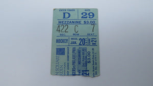 January 20, 1971 New York Rangers Vs. Philadelphia Flyers NHL Hockey Ticket Stub