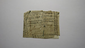 1761 Ten Shillings North Carolina NC Colonial Currency Bank Note Bill! RARE 10s!