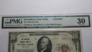 $10 1929 Interlaken New York NY National Currency Bank Note Bill! Ch #13037 VF30