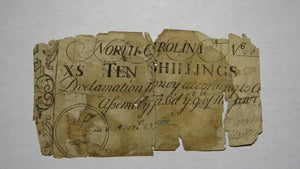 1754 Ten Shillings North Carolina NC Colonial Currency Note Bill! RARE 10s!
