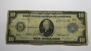 $10 1914 Kansas City Missouri Federal Reserve Large Bank Note Bill! Blue Seal