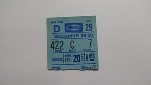 February 20, 1977 New York Rangers Vs. Detroit Red Wings NHL Hockey Ticket Stub