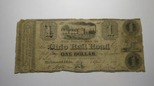Load image into Gallery viewer, $1 1839 Richmond Ohio OH Obsolete Currency Bank Note Bill! Ohio Rail Road