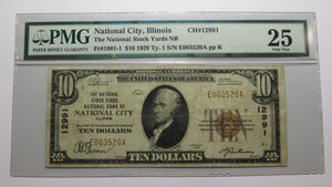 $10 1929 National City Illinois National Currency Bank Note Bill #12991 VF25 PMG