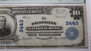 $10 1902 Franklin New Hampshire NH National Currency Bank Note Bill #2443 VF20