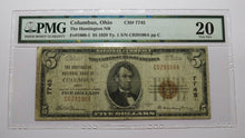Load image into Gallery viewer, $5 1929 Columbus Ohio OH National Currency Bank Note Bill Ch. #7745 VF20 PMG
