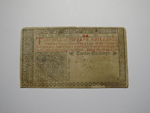 Load image into Gallery viewer, 1776 Twelve Shillings New Jersey NJ Colonial Currency Note Bill! RARE ISSUE 12s