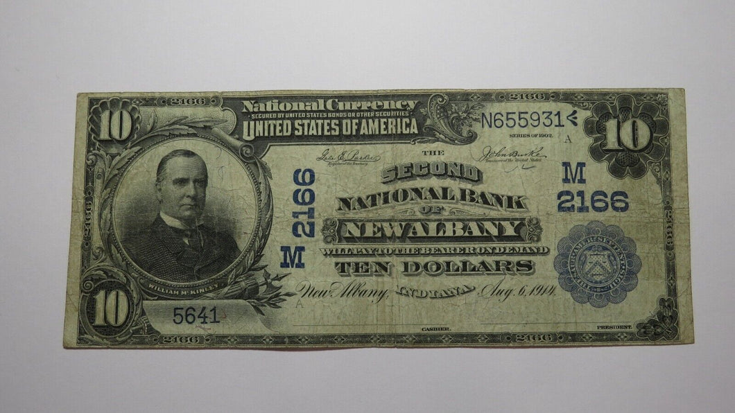 $10 1902 New Albany Indiana IN National Currency Bank Note Bill Ch. #2166 FINE++