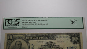 $10 1902 Red Bank New Jersey NJ National Currency Bank Note Bill #2257 VF20 PCGS