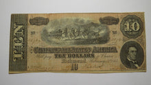 Load image into Gallery viewer, $10 1864 Richmond Virginia VA Confederate Currency Bank Note Bill T68 Very Fine