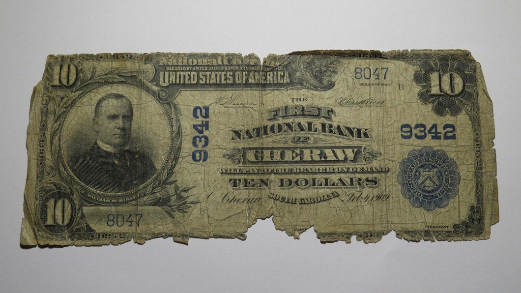 $10 1902 Cheraw South Carolina SC National Currency Bank Note Bill Ch #9342 RARE