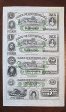 Load image into Gallery viewer, $1-$1-$2-$5 1865 East Haddam Connecticut Obsolete Currency Uncut Sheet Bank Note