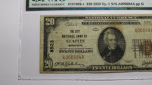 Load image into Gallery viewer, $20 1929 Staples Minnesota MN National Currency Bank Note Bill Ch #8523 VF20 PMG