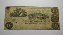 Load image into Gallery viewer, $10 1861 Richmond Virginia VA Confederate Currency Bank Note Bill T28 Rare FINE