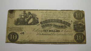 $10 1861 Richmond Virginia VA Confederate Currency Bank Note Bill T28 Rare FINE
