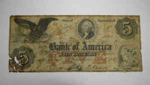 $5 1861 Providence Rhode Island Obsolete Currency Bank Note Bill Bank of America