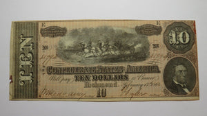 $10 1864 Richmond Virginia VA Confederate Currency Bank Note Bill T68 Very Fine