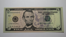 Load image into Gallery viewer, $5 2013 Near Solid Serial Number Federal Reserve Bank Note Bill UNC++ #44444464