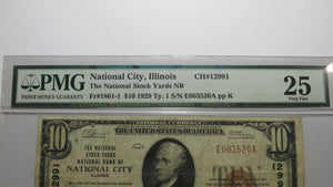 $10 1929 National City Illinois National Currency Bank Note Bill #12991 VF25 PMG