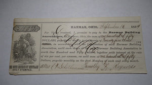 $150 1874 Harmar Ohio OH Debt Scrip Obsolete Currency Bank Note! Building Assoc.