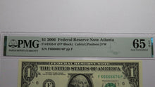 Load image into Gallery viewer, $1 2006 Near Solid Serial Number Federal Reserve Bank Note Bill UNC65 PMG 666666