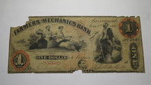 Load image into Gallery viewer, $1 1860 Savannah Georgia GA Obsolete Currency Bank Note Bill! Farmers Mechanics