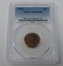 Load image into Gallery viewer, 1934 Lincoln Wheat Cent Penny Graded MS64RB by PCGS Mint State Red Coin MS64!