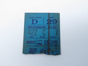 March 18, 1973 New York Rangers Vs. St. Louis Blues NHL Hockey Ticket Stub