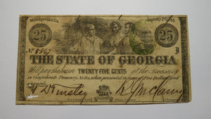 $.25 1863 Milledgeville Georgia GA Obsolete Currency Bank Note Bill! State of GA